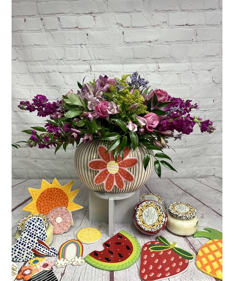 vibrant flowers with seasonal attachments